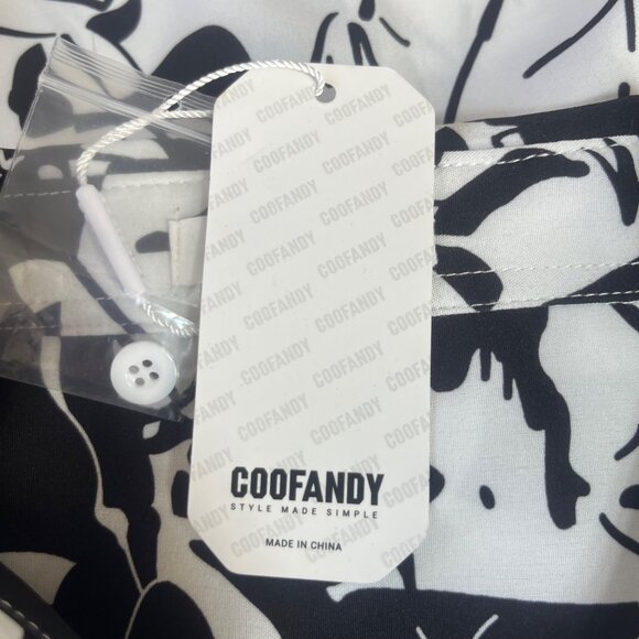 Cofandy Button Front Shirt Mens 3XL Black White New Abstract Print - Picture 9 of 9